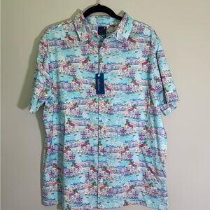 NWT MICHAEL'S Stretch Cotton Spandex AOP Button Sport Shirt MEN'S X-Large